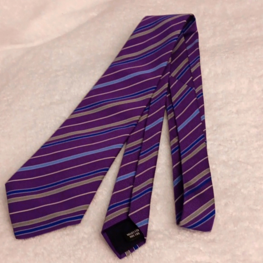 Authentic HERMES Purple/Blue Multicolor Stripe Tie (NWOT)